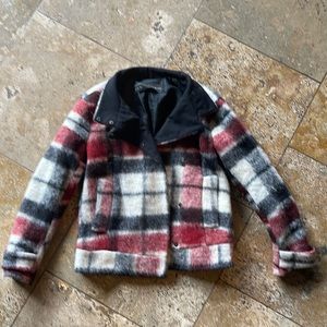 Zara cropped plaid wool,mohair jacket